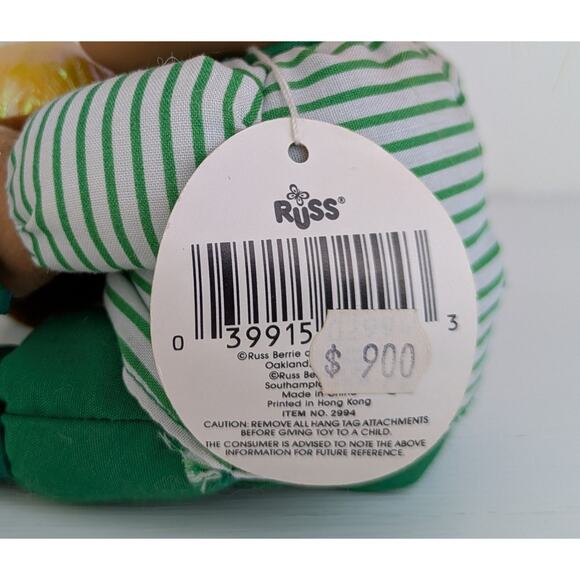 Vintage Russ Leprechaun Troll Doll w/Tag 8" Orange Hair Pot Of Gold St Patricks - Picture 6 of 7